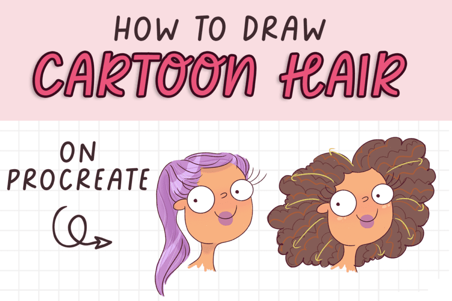 Learn how to draw cartoon hair - step by step for beginners. This easy tutorial was made using Procreate. Learn how to draw cartoon hair digitally.
