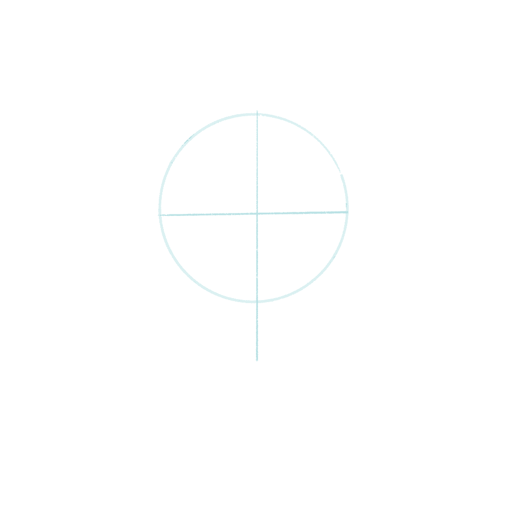 First, start by drawing a circle. 