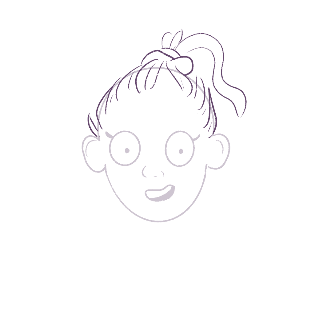 Let's begin by drawing the ponytail section by section.