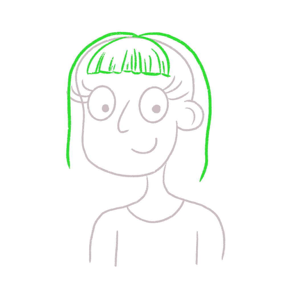 Now let's draw the rest of the hair to complete the blunt bangs.