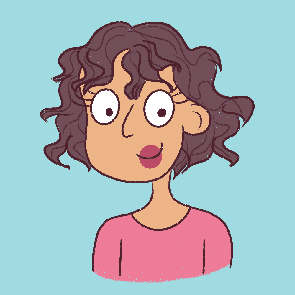 Add the details of the curly hair and curly bangs!