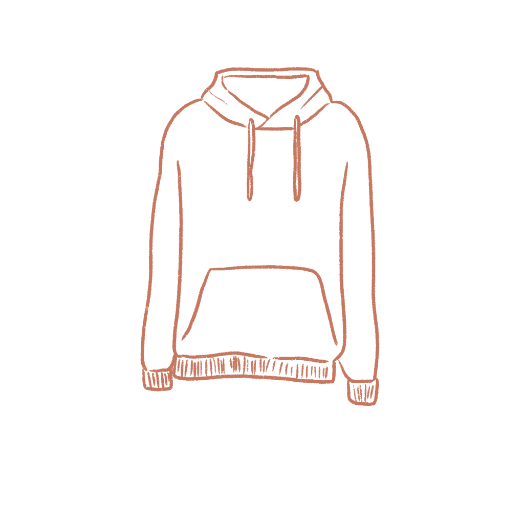 We end the drawing by drawing the draw strings and some lines on the hoodie ends.
