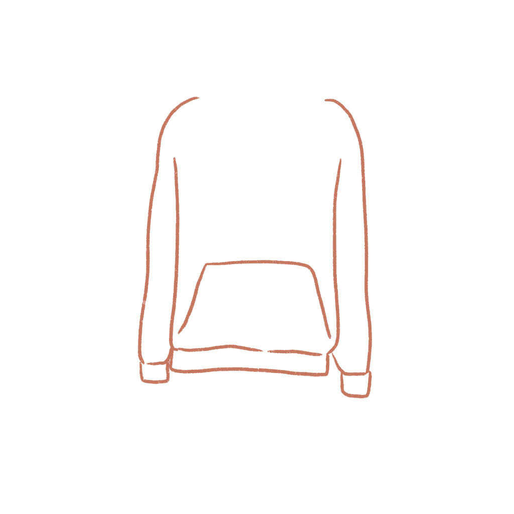 We now draw the ends of the sleeves and the main hoodie.
