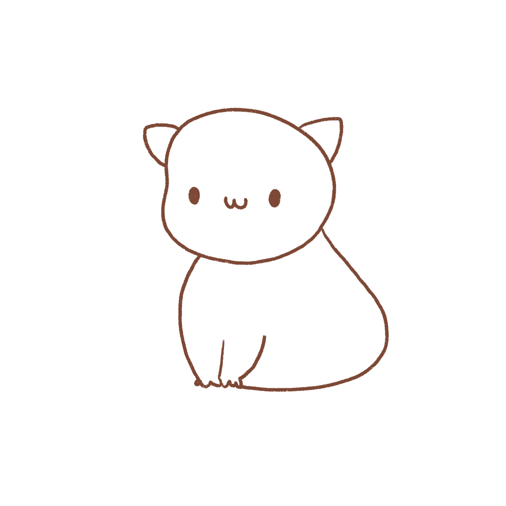 Then we draw the back of the kawaii cat and the bottom