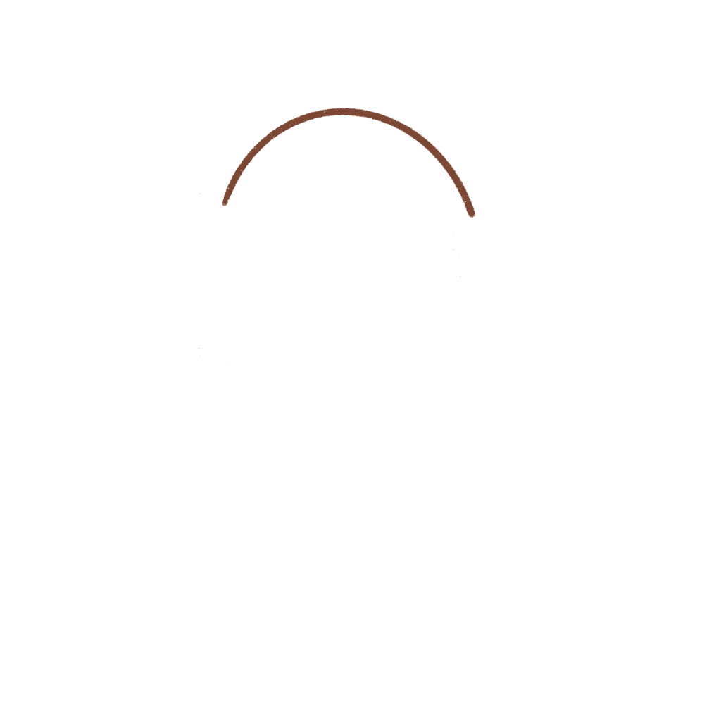 Draw a semicircle first. This is the head of the dog. 