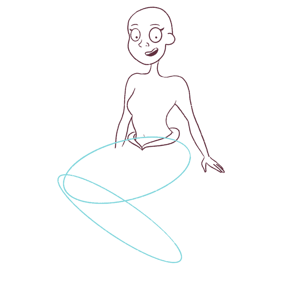 Draw a rough guide of the mermaid tail