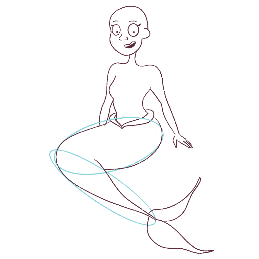 Draw the fins of the mermaid tail