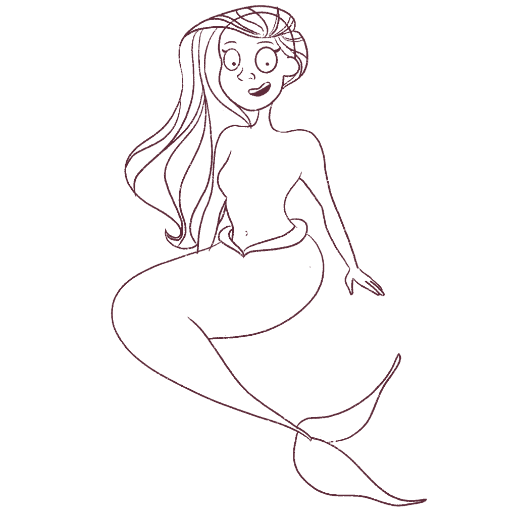 Continue to draw lines on the mermaid's hair