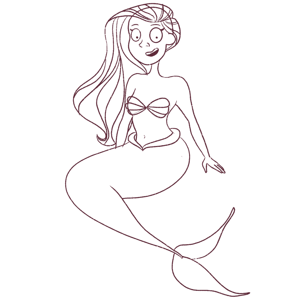 Draw the shells over the mermaid's chest