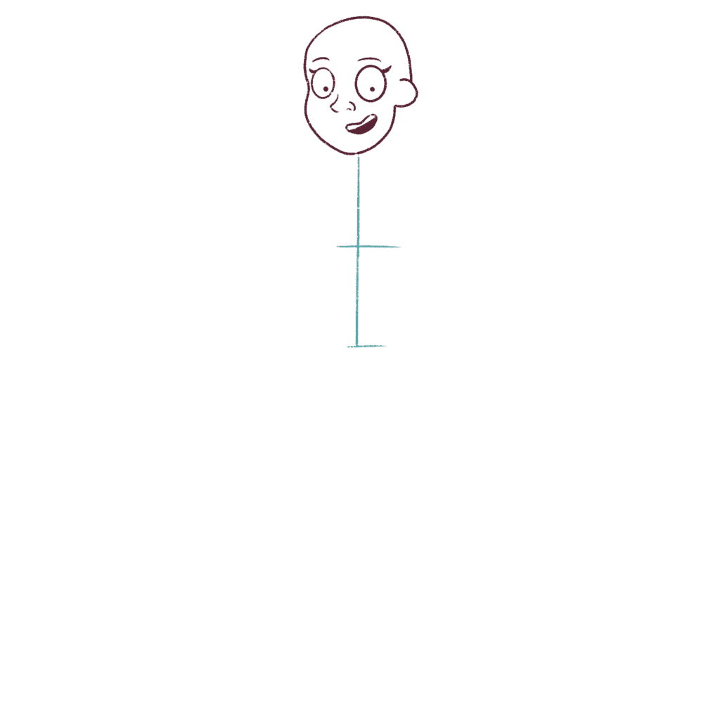 Mark 2 head spaces to draw the torso.
