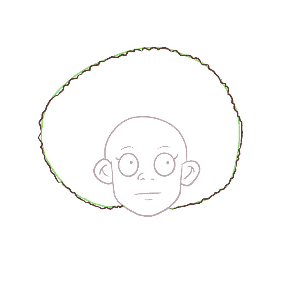 Complete the entire afro outline for the big hair