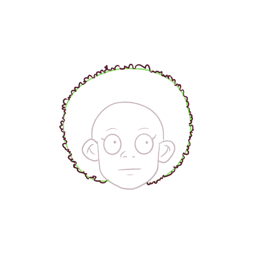 Draw the outline of the 4A afro hair