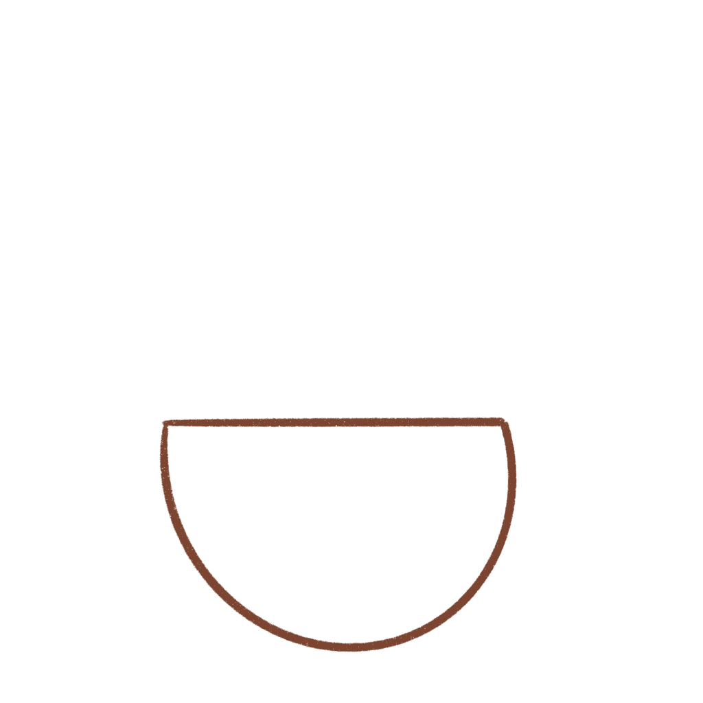 Then draw a semicircle. This is the pot of the succulent.