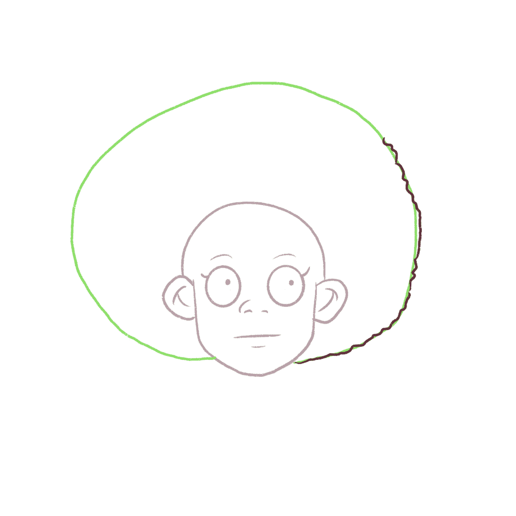Draw alongside of the outline of the afro hair 4C