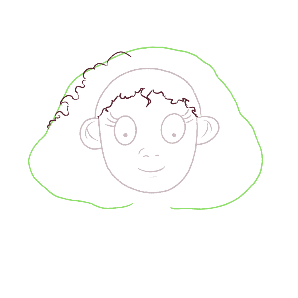 Draw the afro hair of the baby girl