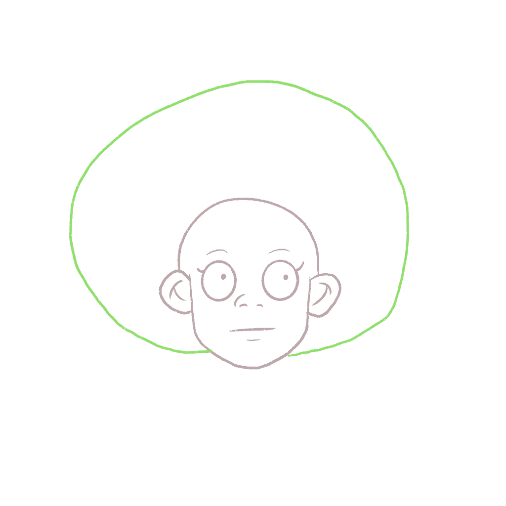 Start with the face and an afro outline