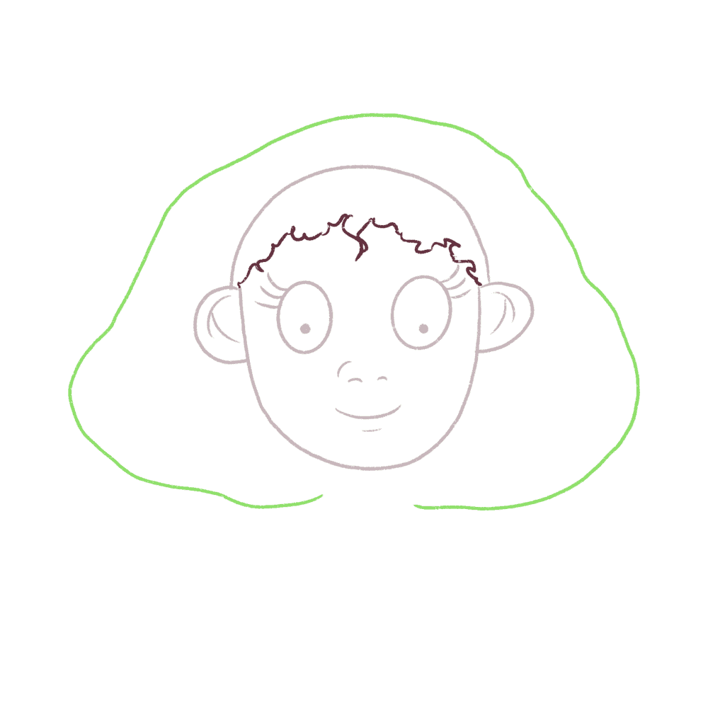 Then draw the inner outline on the baby girl face