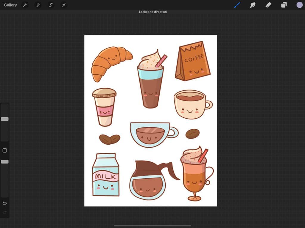 This is how your sticker sheet should look in Procreate once you've placed all the stickers. 