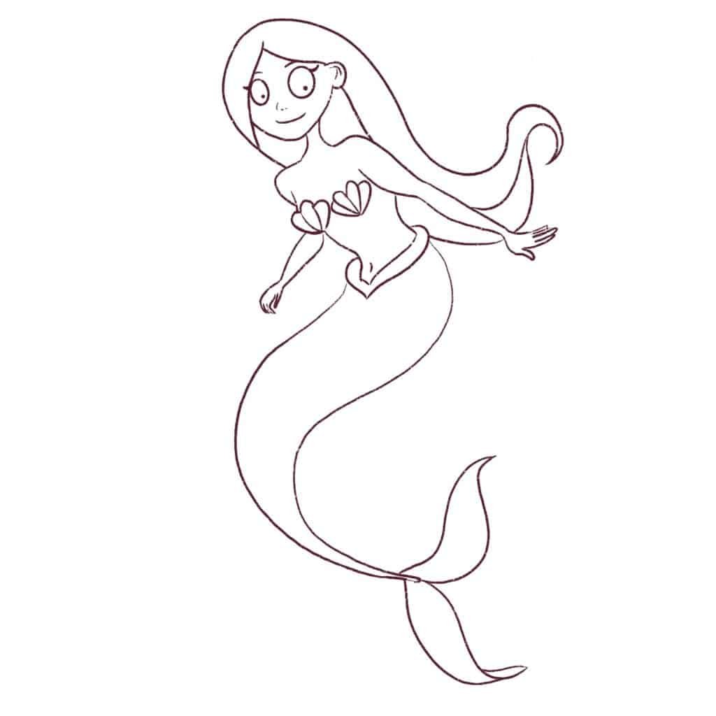 Easy Step by Step Mermaid Drawing Tutorial - Brighter Craft