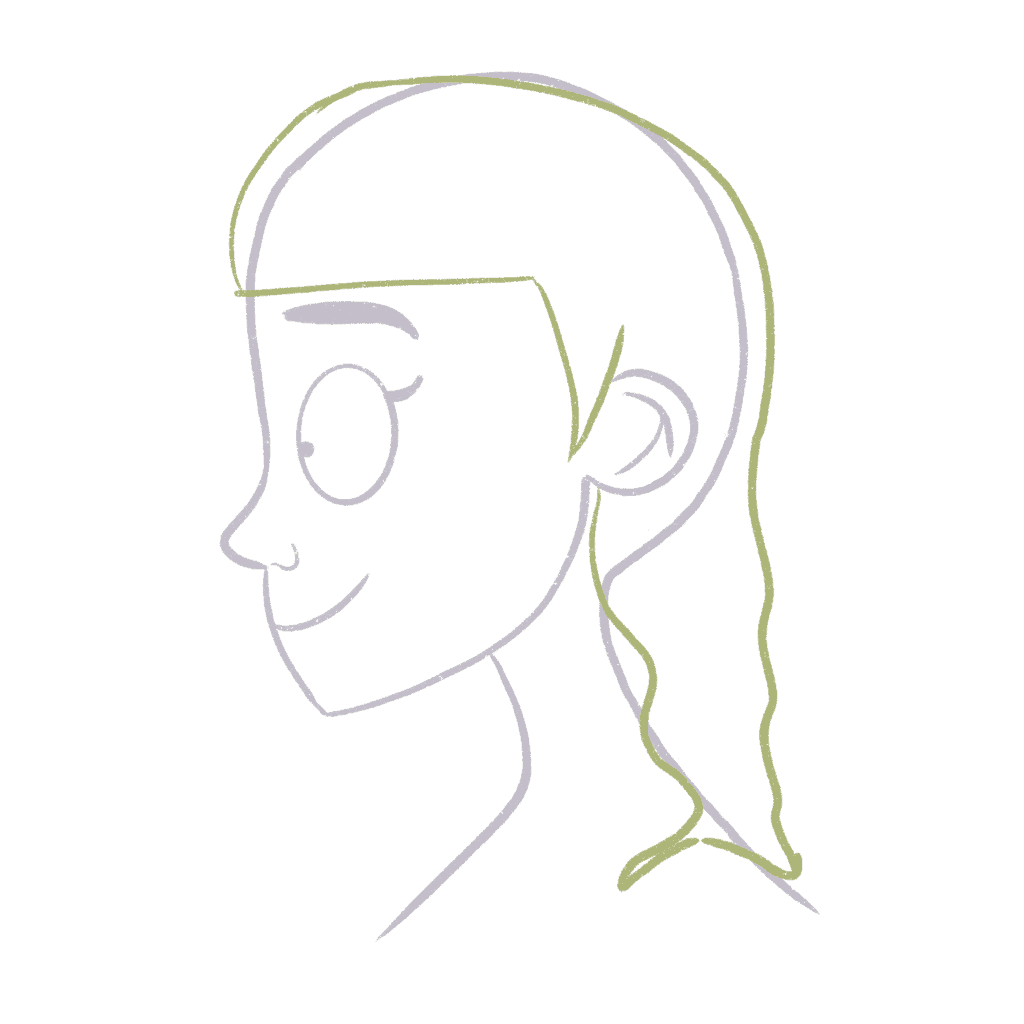 I'm going to draw the basic shape of the mullet first