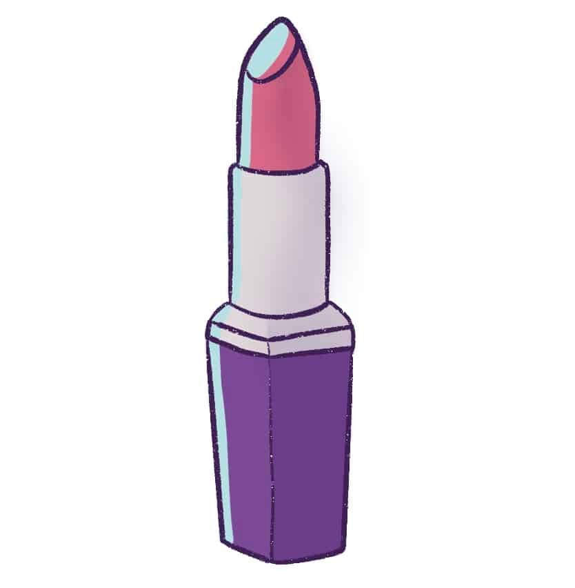 Draw the highlights on the lipstick.