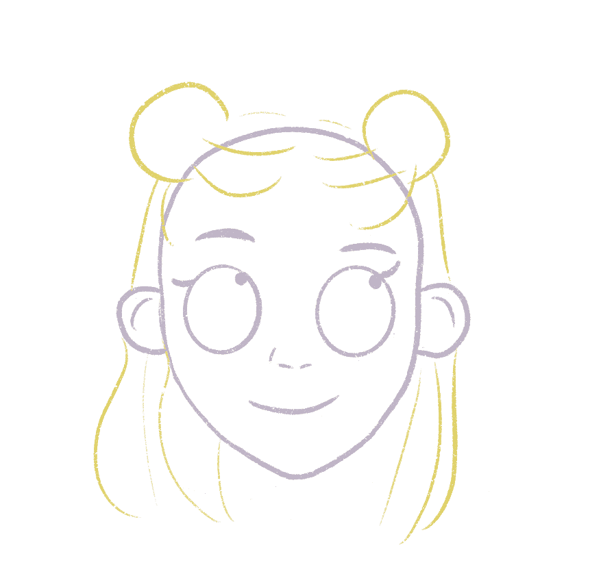 Draw a rough outline of the half up half down space buns