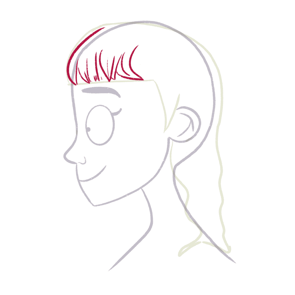 Draw the bangs of the mullet