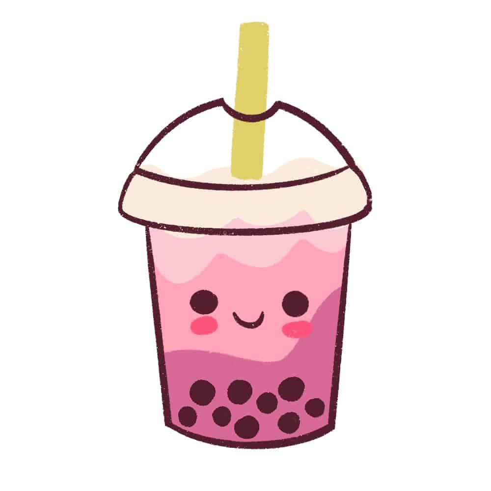 Draw the straw of the boba tea