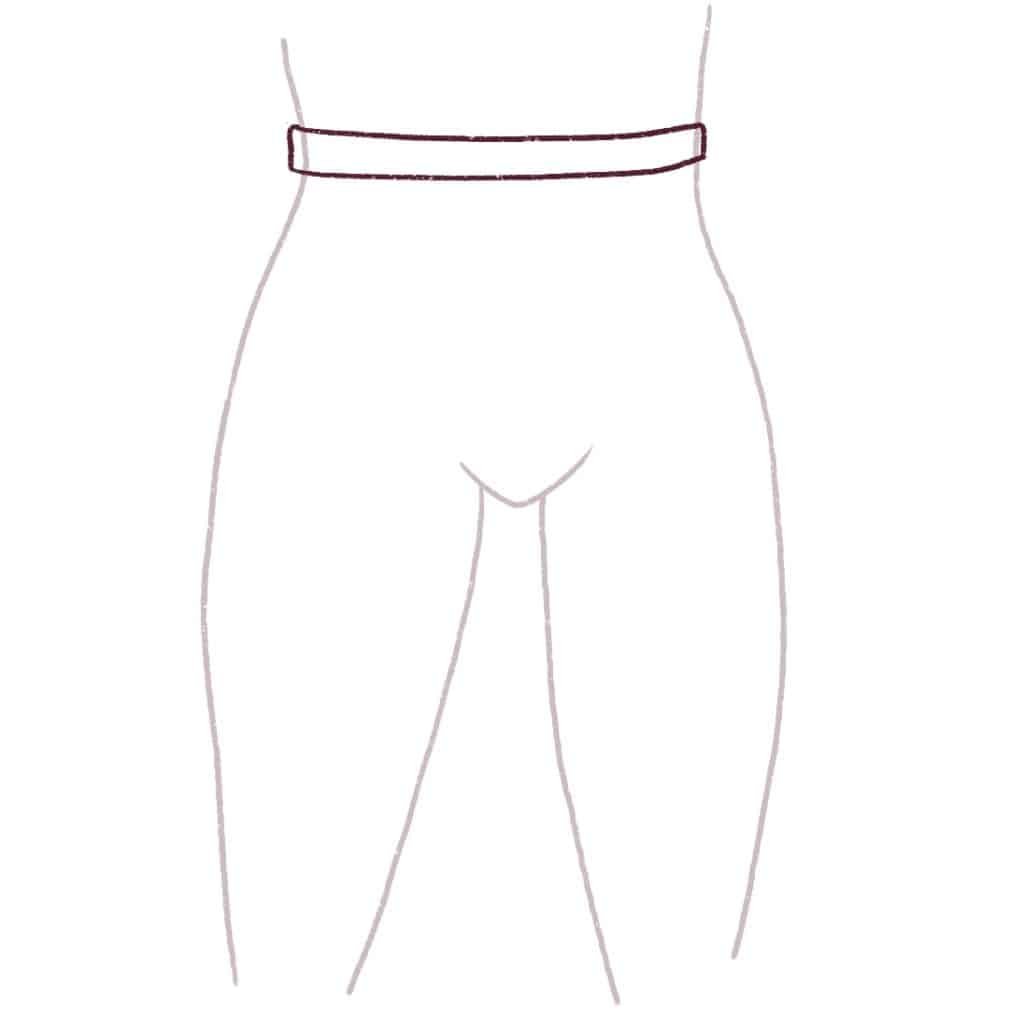Start by drawing the waistband again