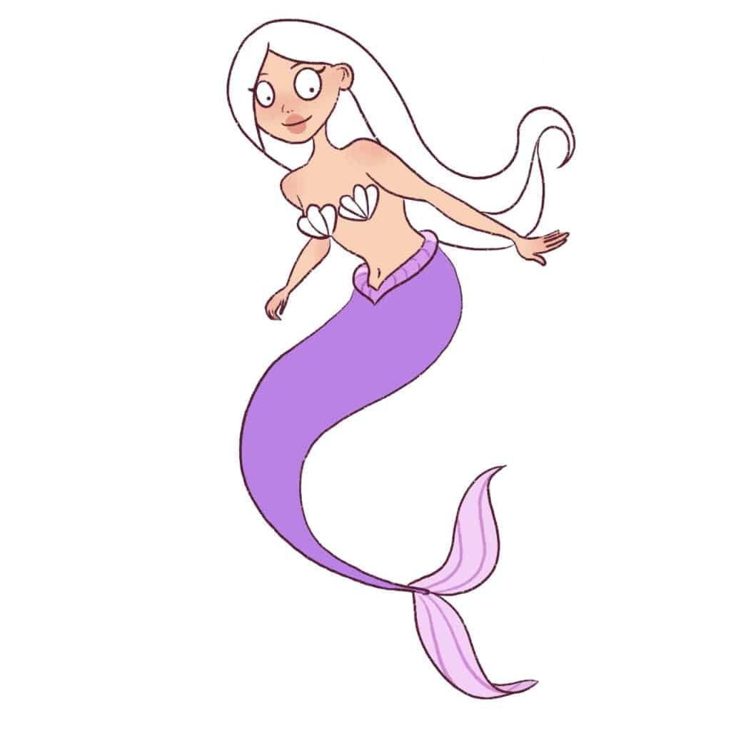 Draw the detailing on the mermaid's fins