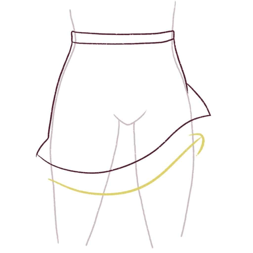 Draw the bottom part of the skirt