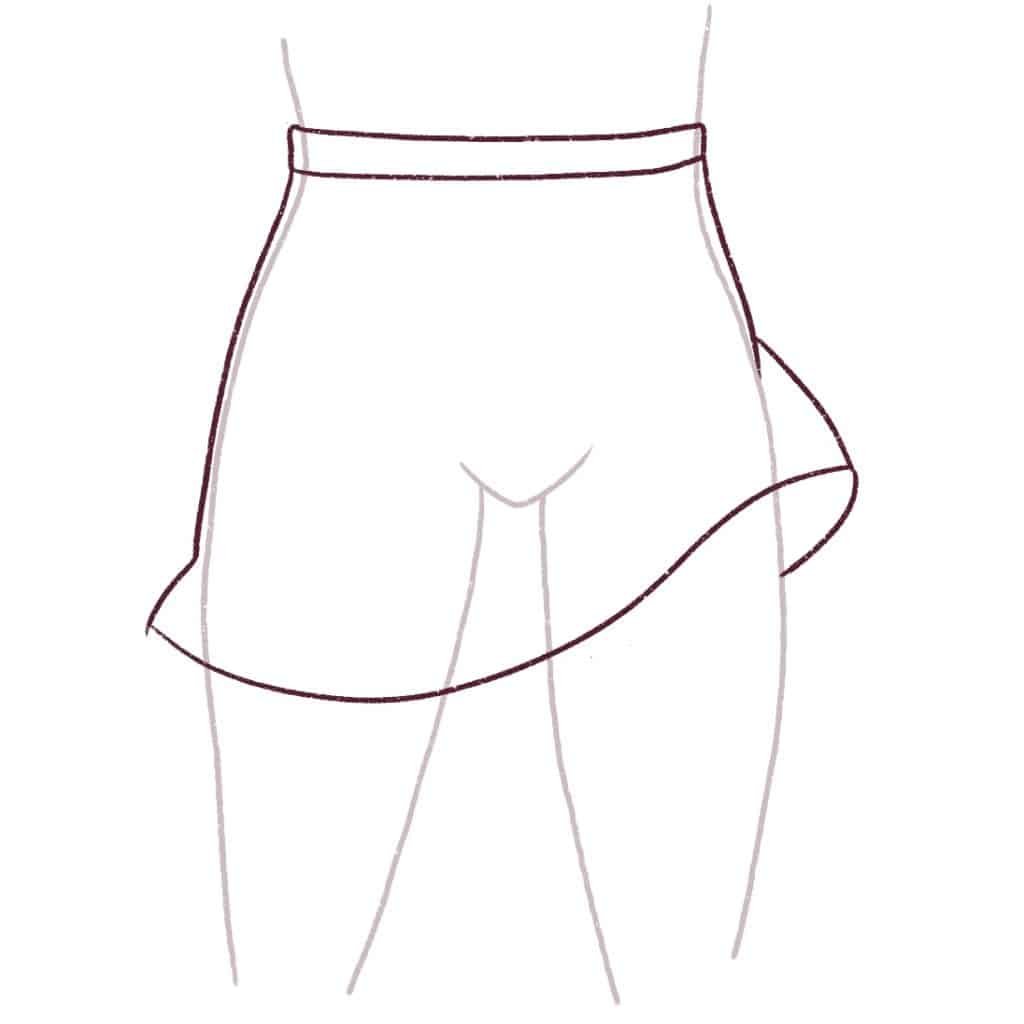 Draw the inner part of the skirt