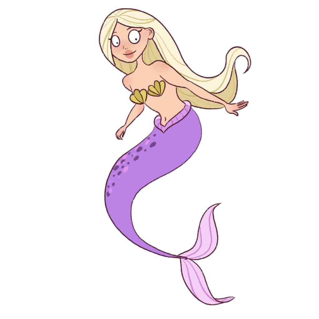 Draw more strands in the mermaid's hair