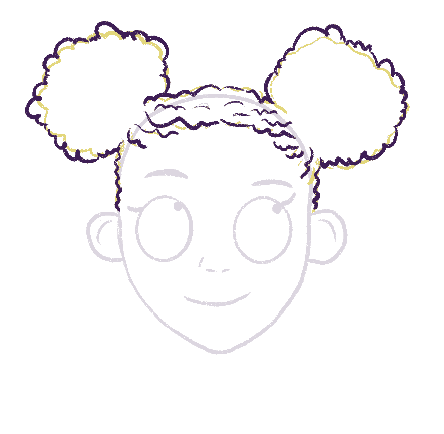 Draw the space buns on the black girl