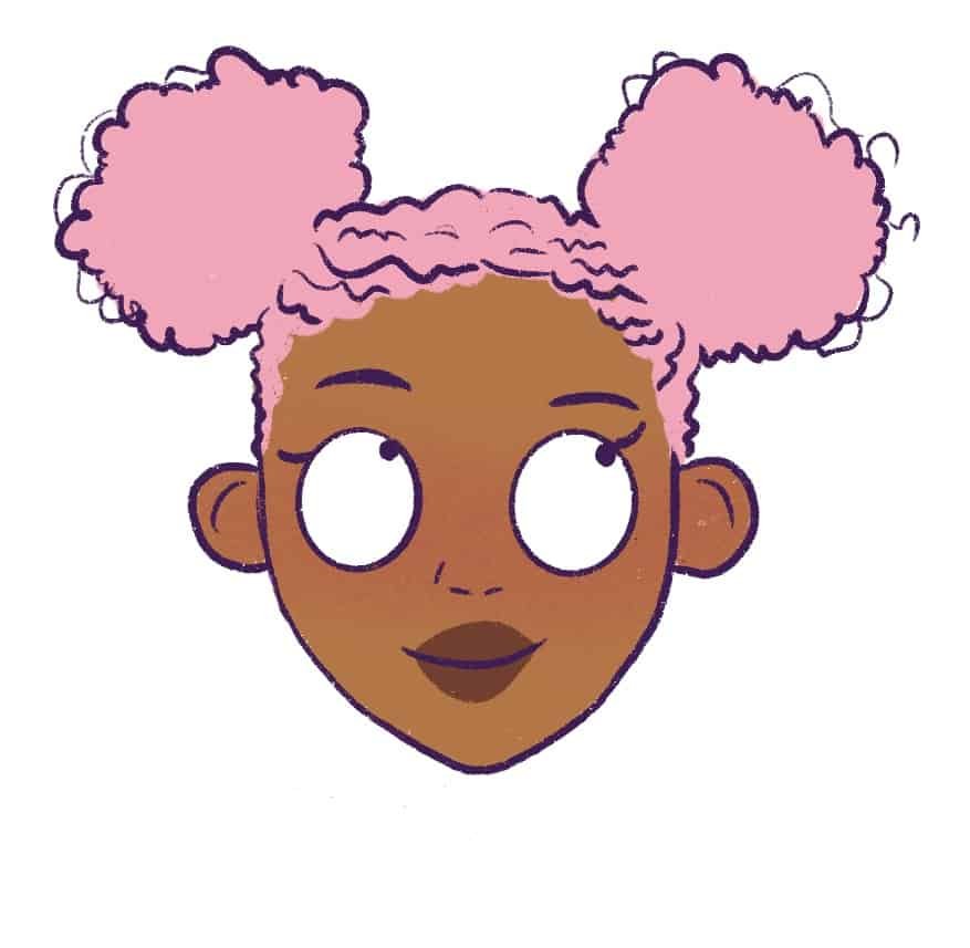 Color the curly space buns