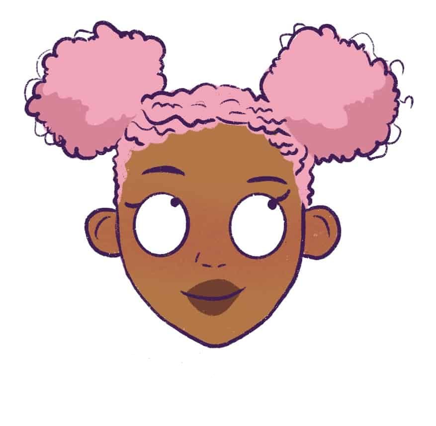 Color the bottom of the curly space buns