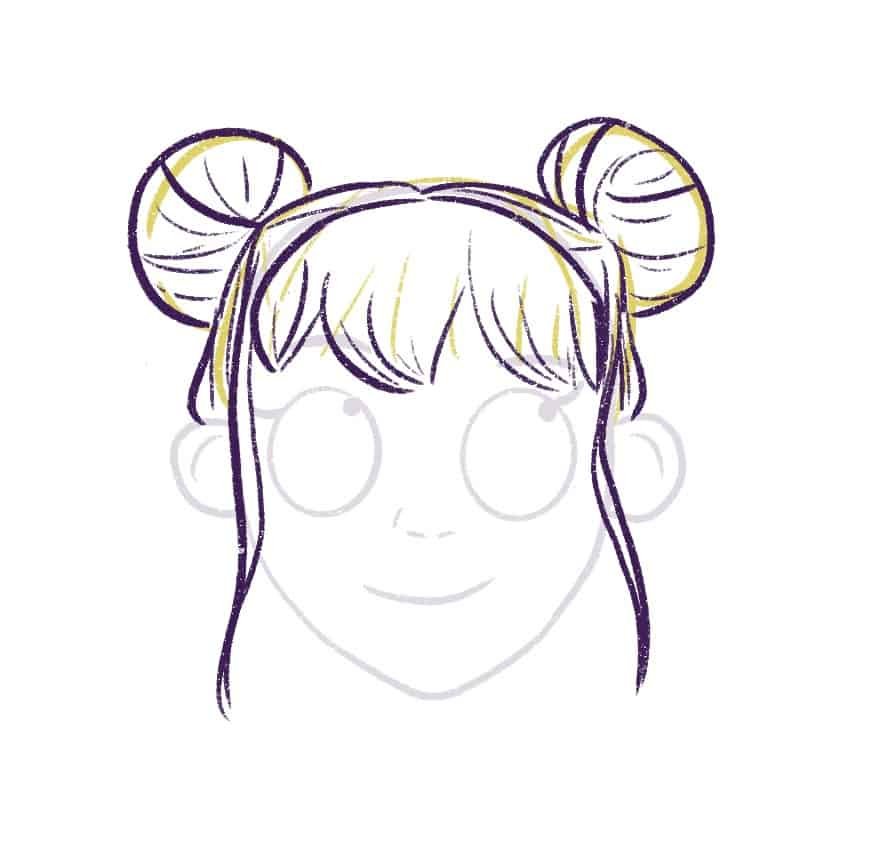 Draw the bangs that shape the face