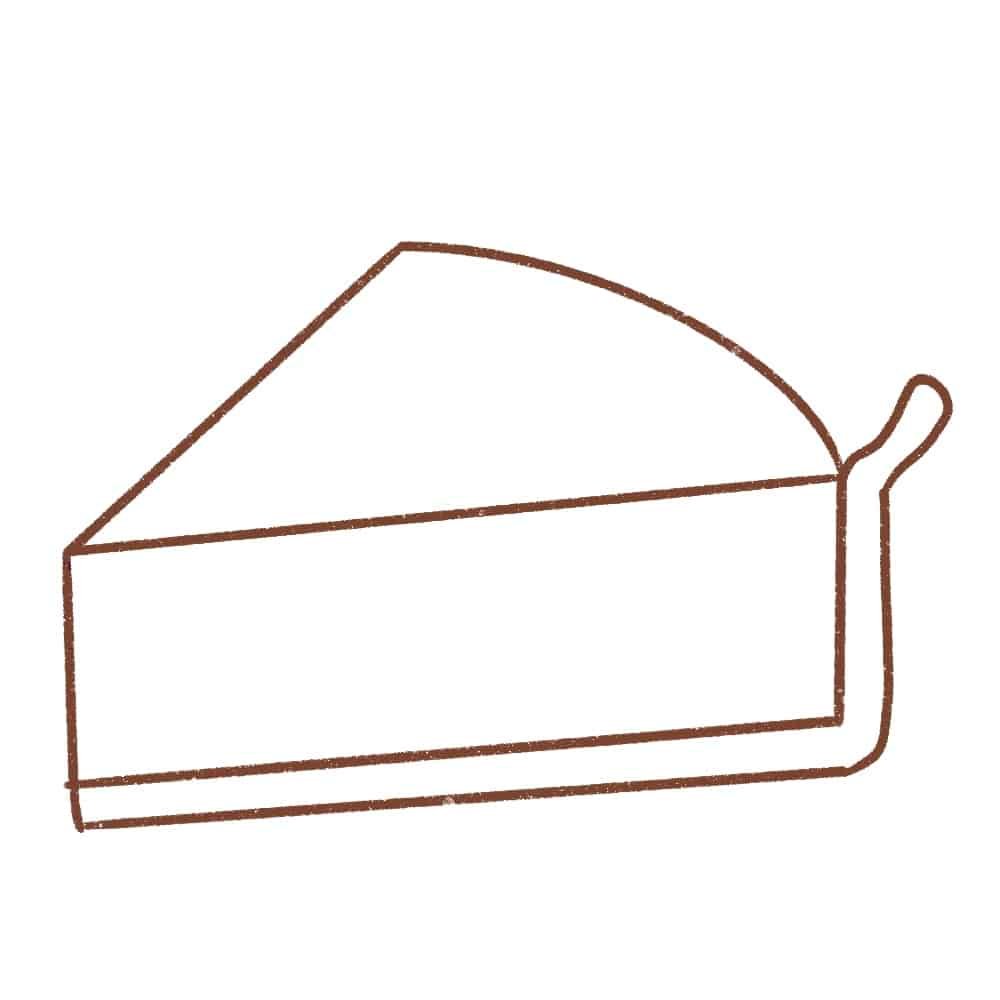 Draw a triangular shape above the rectangle to indicate the pumpkin pie slice.