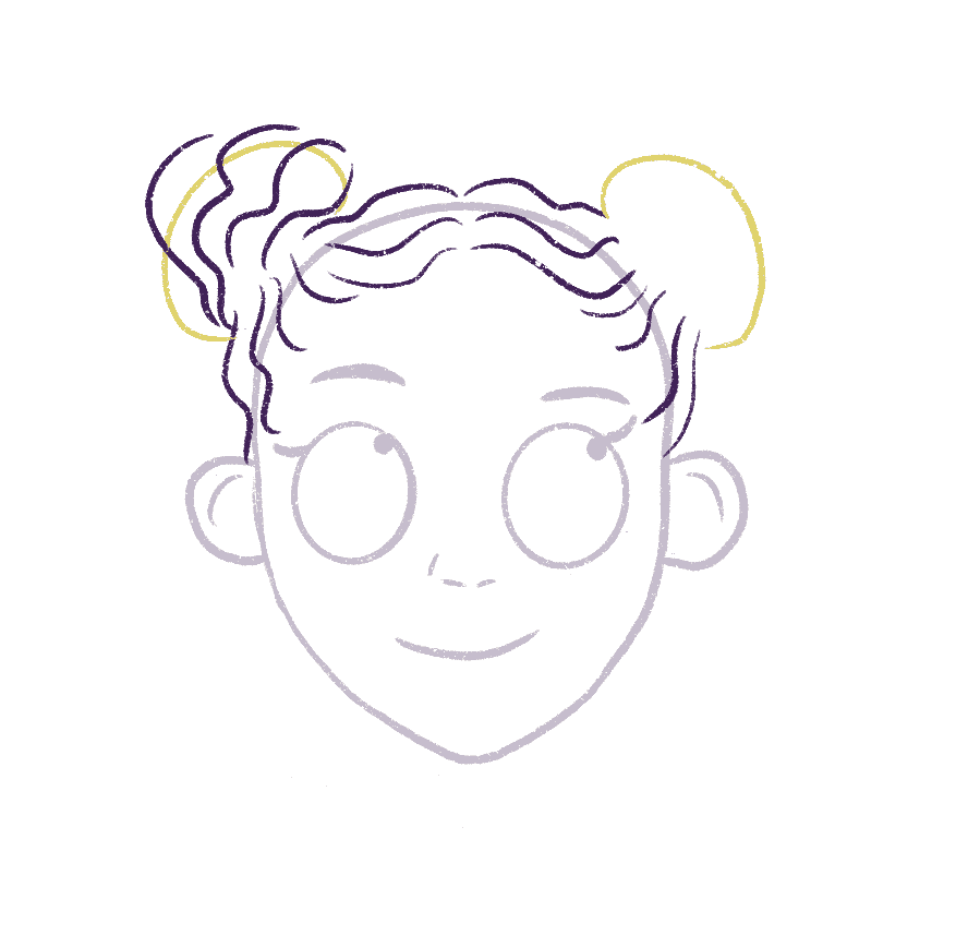 Start drawing 1 of the space buns