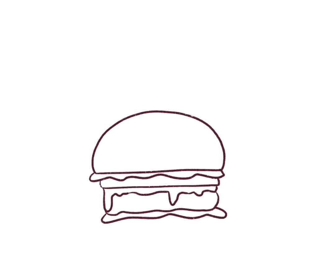 Now draw the second lettuce in the burger.