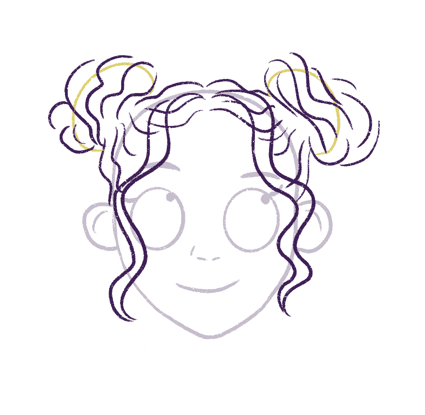 Draw some bangs on the front of the hair