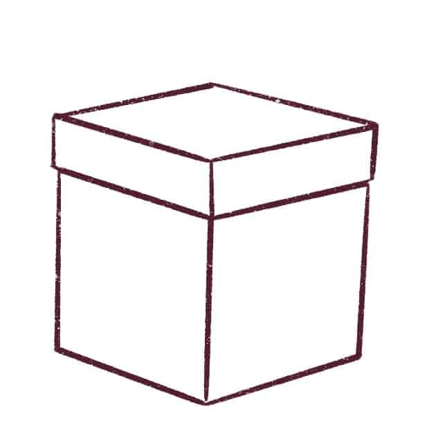 Draw the lid of the gift box