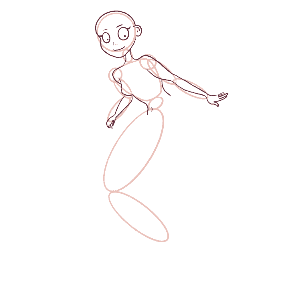 Draw the other arm of the mermaid