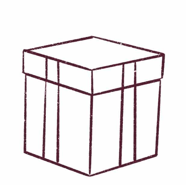 Draw the ribbon on the sides of the box