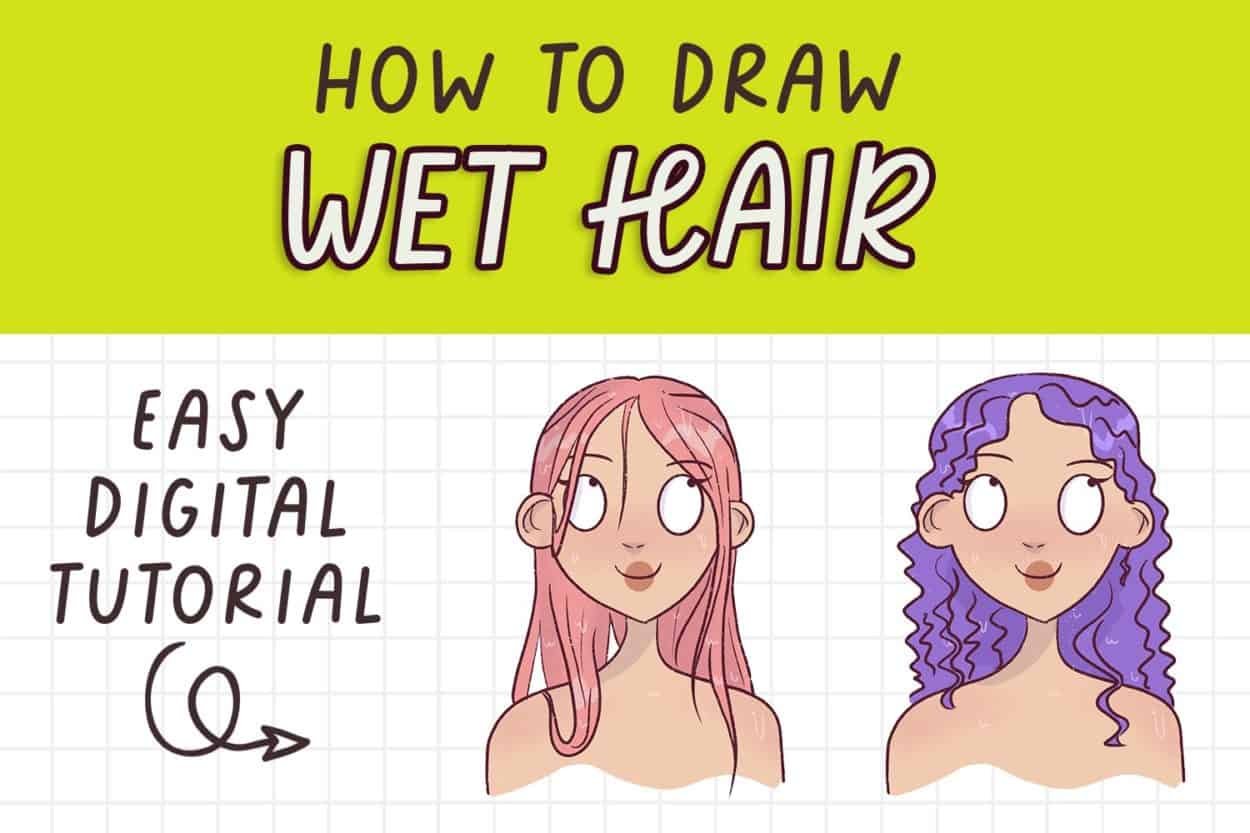 How to draw wet hair easy beginner hair tutorial.