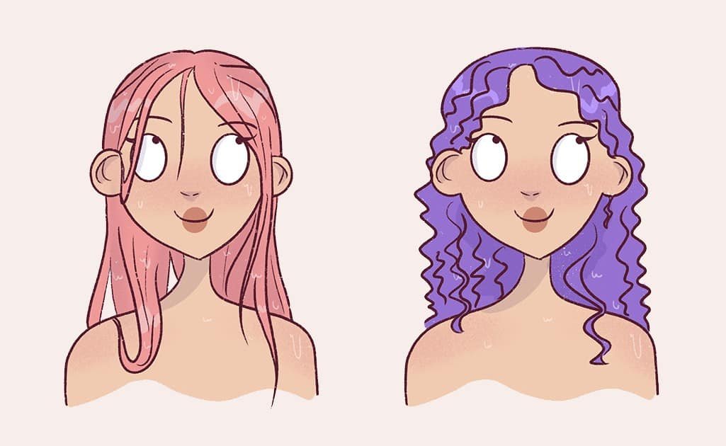 Learn how to draw wet hair digitally in this easy step by step hair tutorial