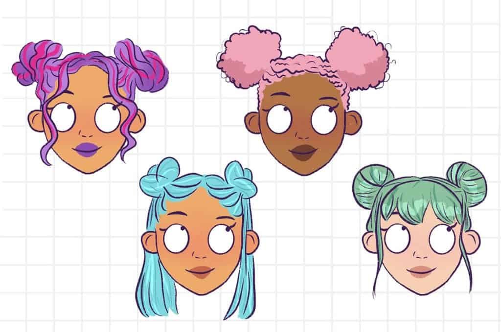 space buns drawings how to draw space buns