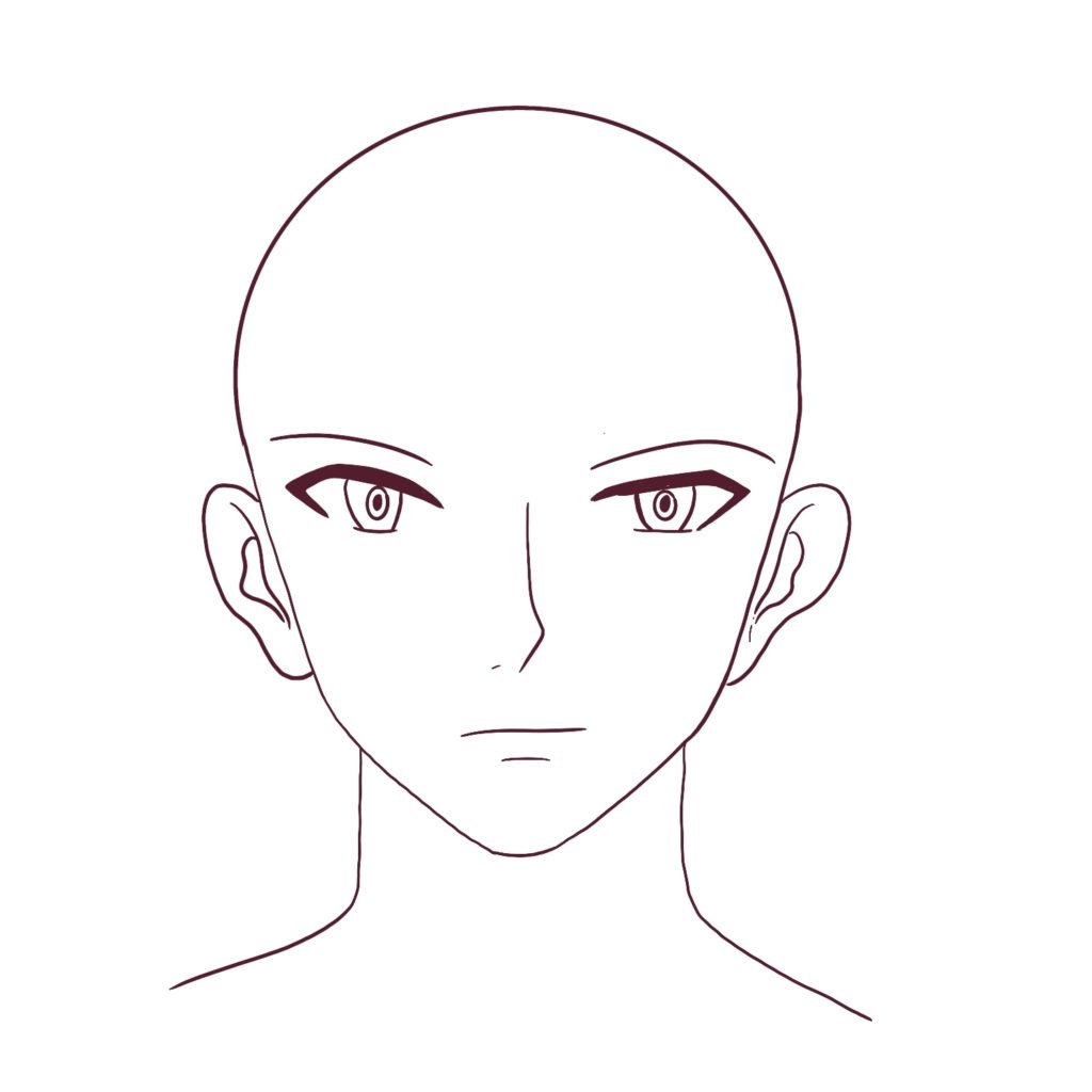 Draw the anime male face first. 