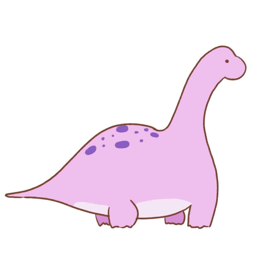 Color the stomach and add scales to the back of the long neck dinosaur