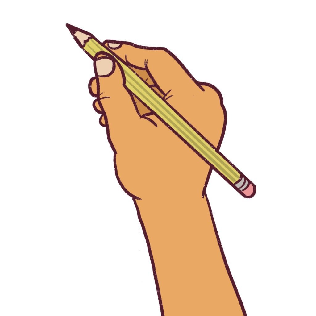 Once you color the hand, you will have learned how to draw a hand holding a pencil.